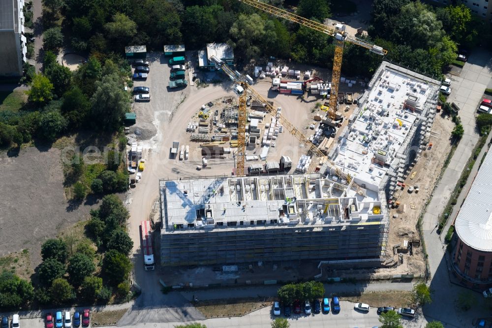 Aerial image Berlin - Construction site to build a new multi-family residential complex Martin-Riesenburger-Strasse in the district Hellersdorf in Berlin, Germany