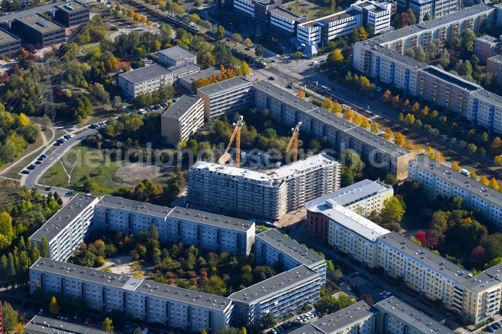 Berlin from above - Construction site to build a new multi-family residential complex Martin-Riesenburger-Strasse in the district Hellersdorf in Berlin, Germany