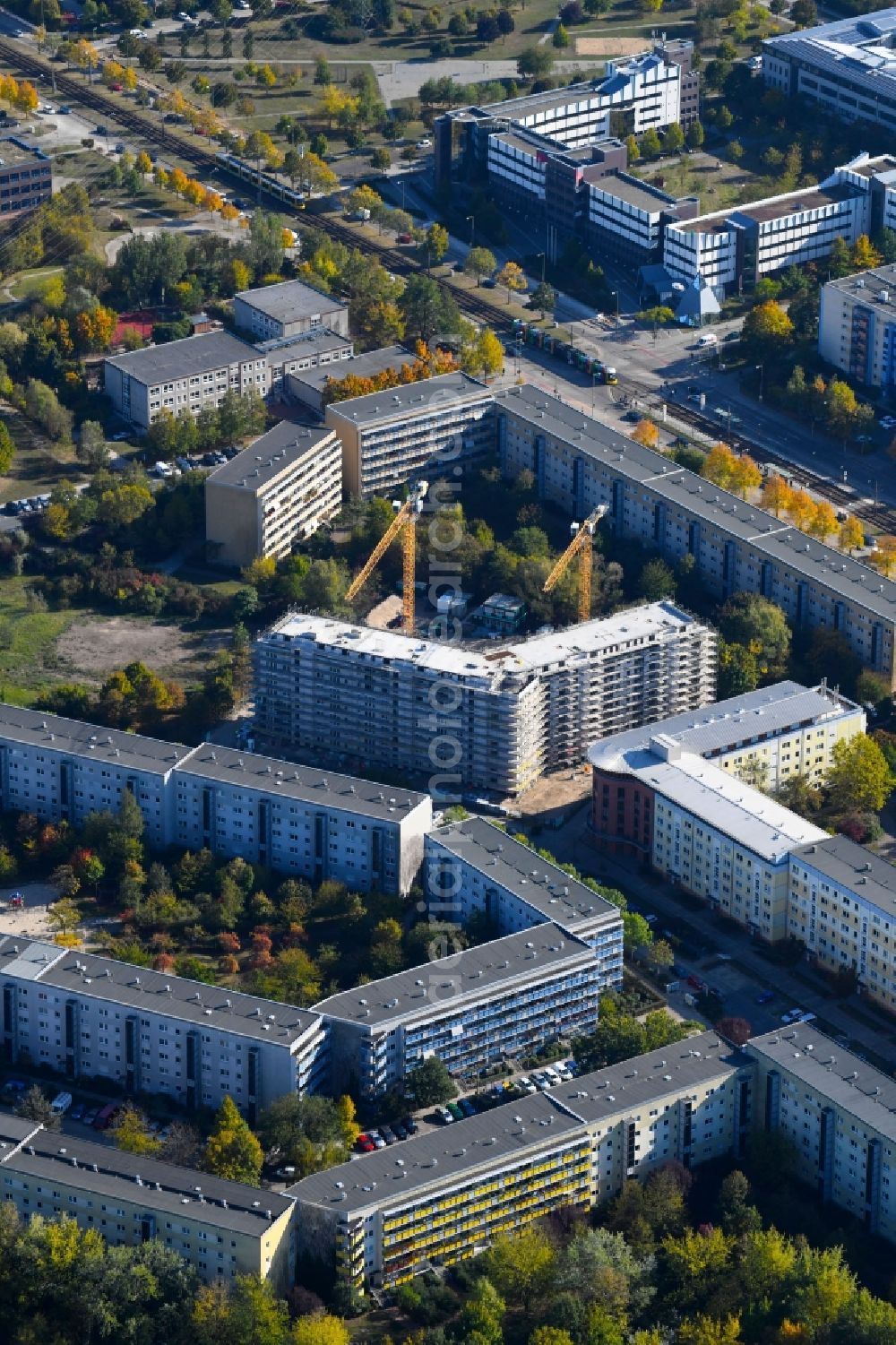 Aerial image Berlin - Construction site to build a new multi-family residential complex Martin-Riesenburger-Strasse in the district Hellersdorf in Berlin, Germany