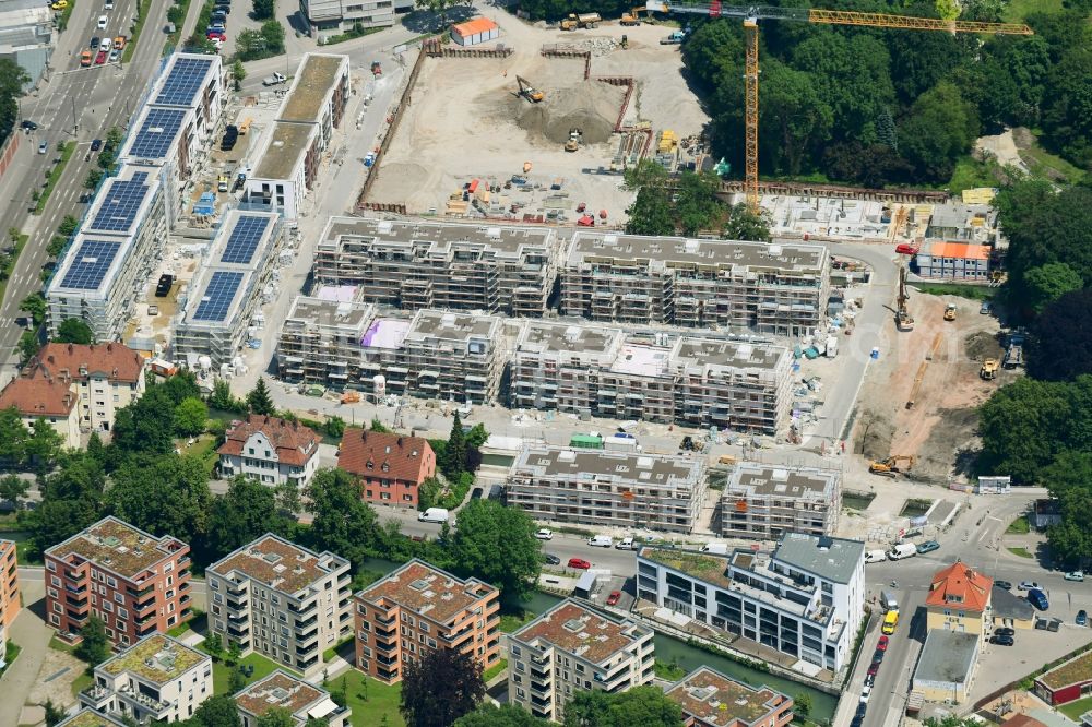 Aerial photograph Augsburg - Construction site to build a new multi-family residential complex of Martini GmbH & Co. KG on Nagahama-Allee in Augsburg in the state Bavaria, Germany