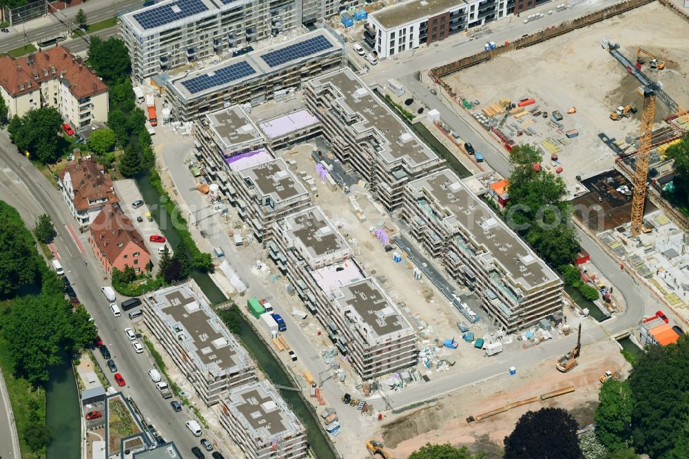 Augsburg from above - Construction site to build a new multi-family residential complex of Martini GmbH & Co. KG on Nagahama-Allee in Augsburg in the state Bavaria, Germany