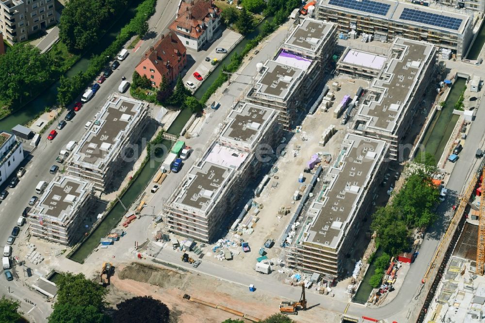 Aerial image Augsburg - Construction site to build a new multi-family residential complex of Martini GmbH & Co. KG on Nagahama-Allee in Augsburg in the state Bavaria, Germany