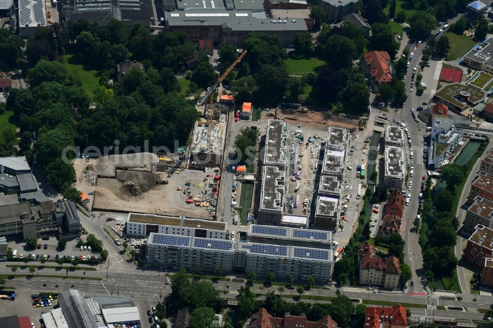 Aerial photograph Augsburg - Construction site to build a new multi-family residential complex of Martini GmbH & Co. KG on Nagahama-Allee in Augsburg in the state Bavaria, Germany