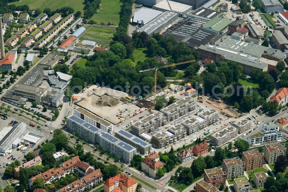 Aerial image Augsburg - Construction site to build a new multi-family residential complex of Martini GmbH & Co. KG on Nagahama-Allee in Augsburg in the state Bavaria, Germany