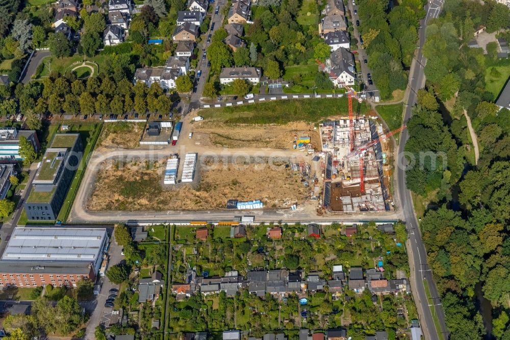 Düsseldorf from above - Construction site to build a new multi-family residential complex on Max-Planck-Strasse - Otto-Petersen-Strasse in Duesseldorf at Ruhrgebiet in the state North Rhine-Westphalia, Germany