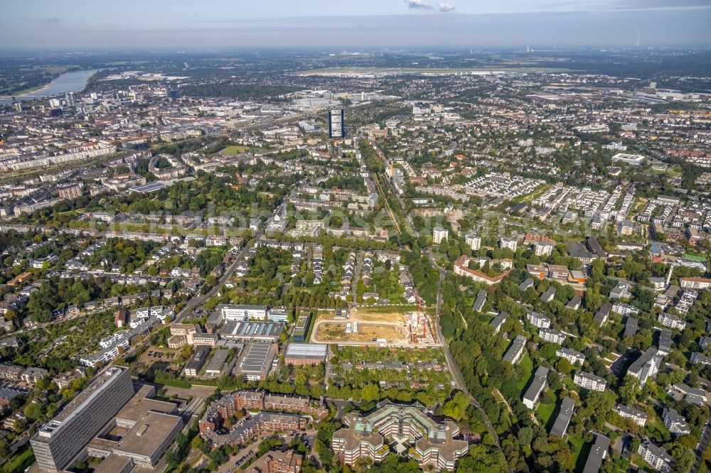 Düsseldorf from above - Construction site to build a new multi-family residential complex on Max-Planck-Strasse - Otto-Petersen-Strasse in Duesseldorf at Ruhrgebiet in the state North Rhine-Westphalia, Germany