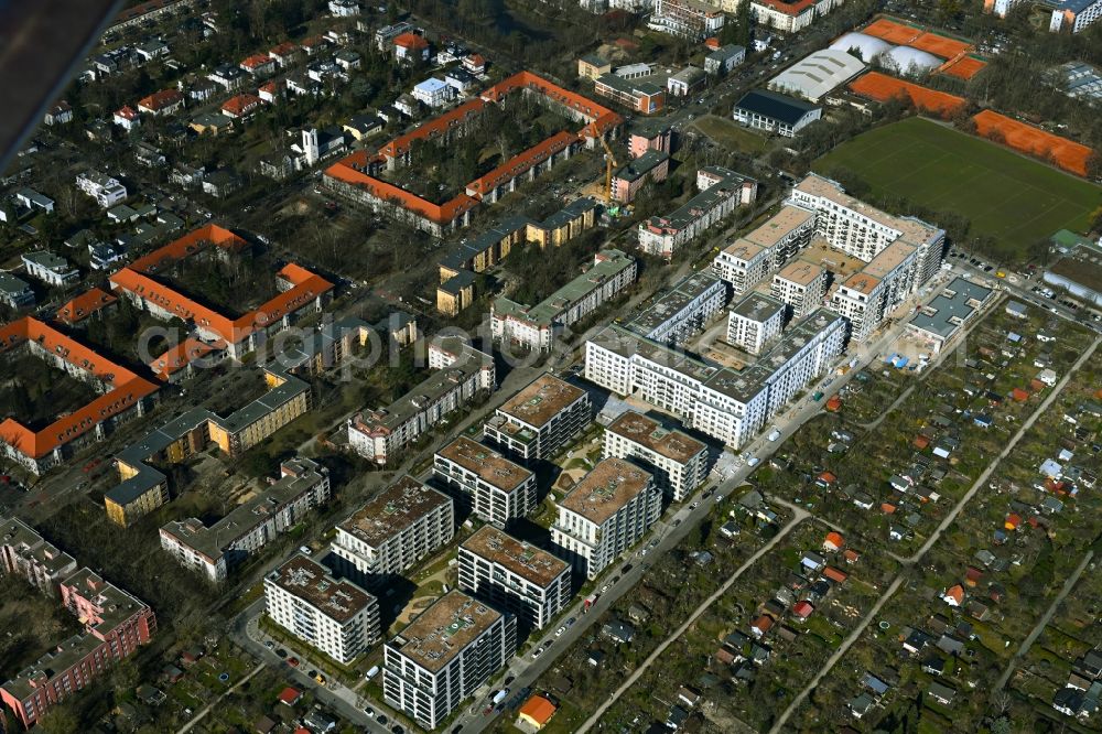 Aerial image Berlin - Construction site to build a new multi-family residential complex Maximilians Quartier on Forckenbeckstrasse in the district Wilmersdorf - Schmargendorf in Berlin, Germany