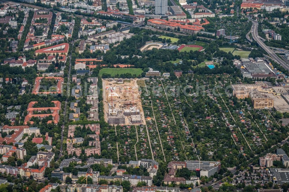 Aerial image Berlin - Construction site to build a new multi-family residential complex Maximilians Quartier on Forckenbeckstrasse in the district Wilmersdorf - Schmargendorf in Berlin, Germany