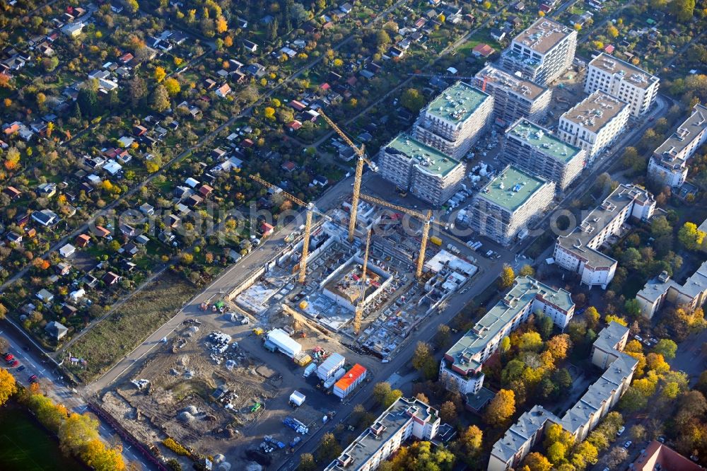 Berlin from the bird's eye view: Construction site to build a new multi-family residential complex Maximilians Quartier on Forckenbeckstrasse in the district Schmargendorf in Berlin, Germany