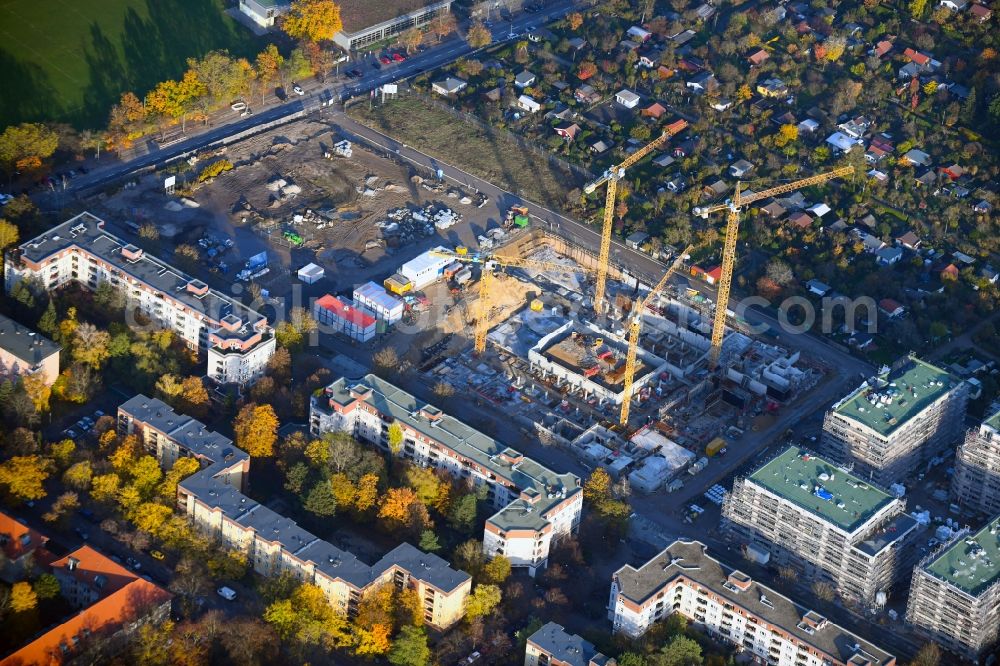 Aerial image Berlin - Construction site to build a new multi-family residential complex Maximilians Quartier on Forckenbeckstrasse in the district Schmargendorf in Berlin, Germany