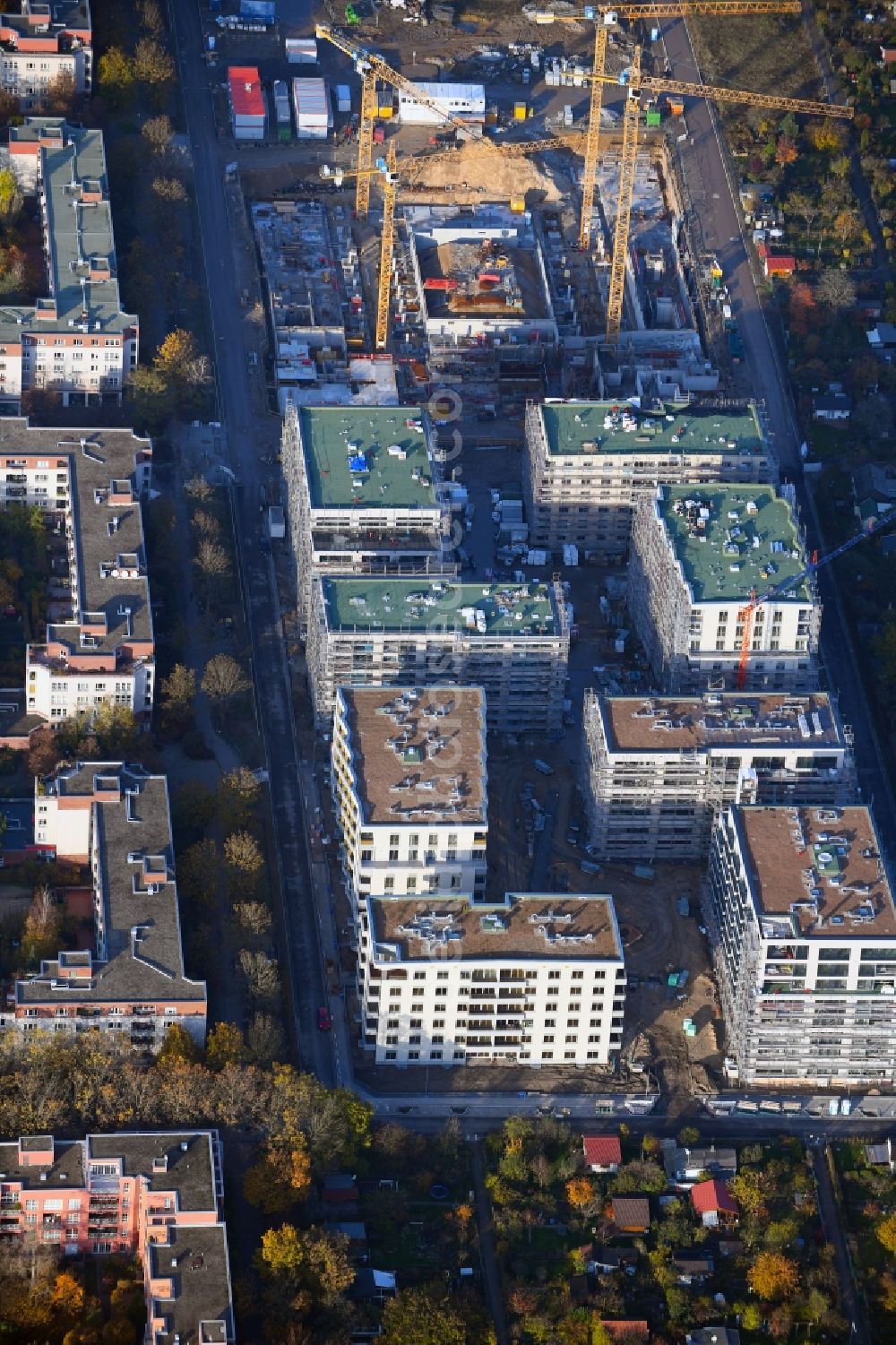 Aerial image Berlin - Construction site to build a new multi-family residential complex Maximilians Quartier on Forckenbeckstrasse in the district Schmargendorf in Berlin, Germany