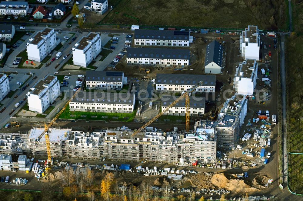 Berlin from above - Construction site to build a new multi-family residential complex MEIN FALKENBERG in the district Falkenberg in Berlin, Germany