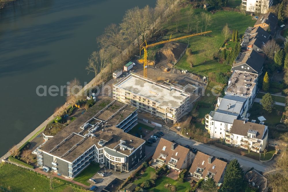 Mülheim an der Ruhr from above - Construction site to build a new multi-family residential complex on Mendener Strasse in Muelheim on the Ruhr in the state North Rhine-Westphalia, Germany