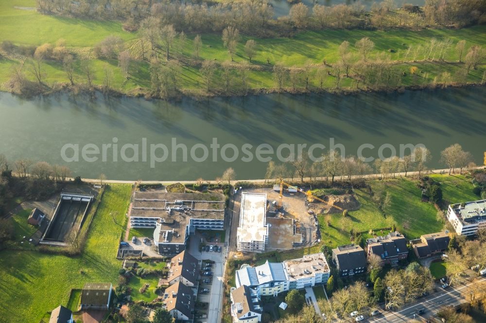 Mülheim an der Ruhr from the bird's eye view: Construction site to build a new multi-family residential complex on Mendener Strasse in Muelheim on the Ruhr in the state North Rhine-Westphalia, Germany