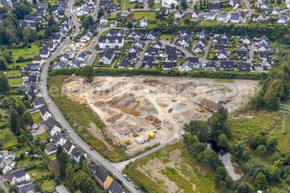 Aerial image Meschede - Construction site to build a new multi-family residential complex on Waldstrasse in Meschede at Sauerland in the state North Rhine-Westphalia, Germany