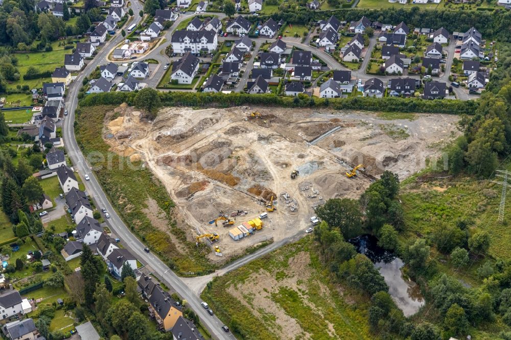 Aerial photograph Meschede - Construction site to build a new multi-family residential complex on Waldstrasse in Meschede at Sauerland in the state North Rhine-Westphalia, Germany