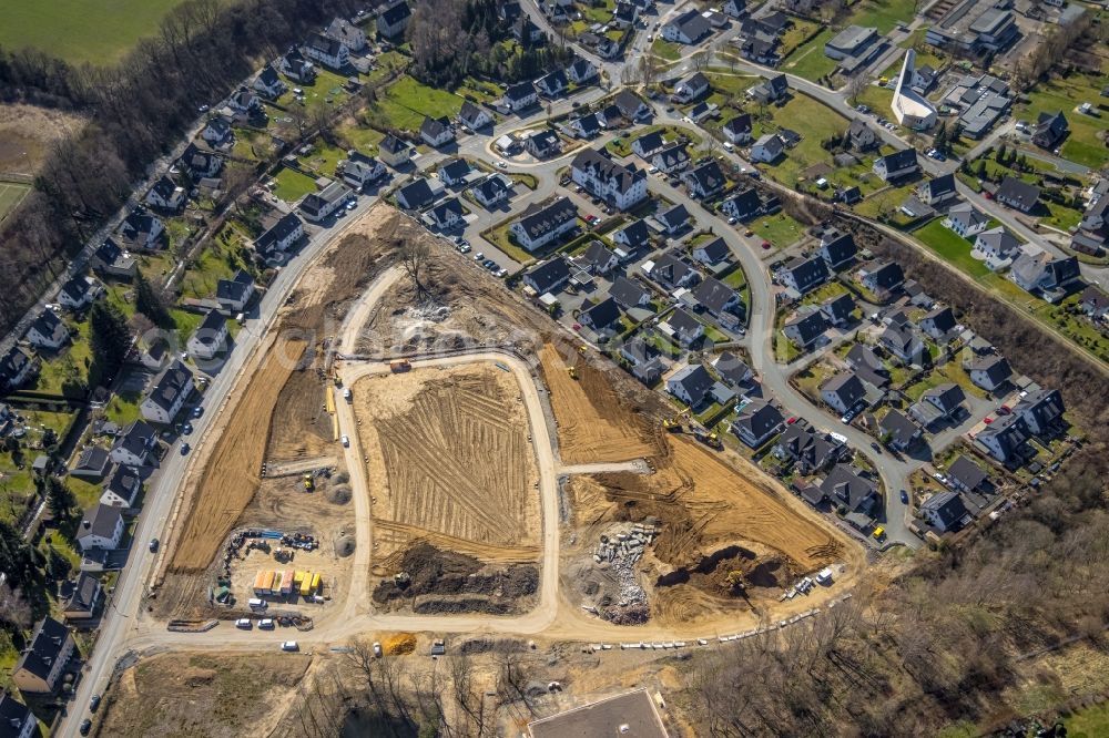 Aerial image Meschede - Construction site to build a new multi-family residential complex on Waldstrasse in Meschede at Sauerland in the state North Rhine-Westphalia, Germany