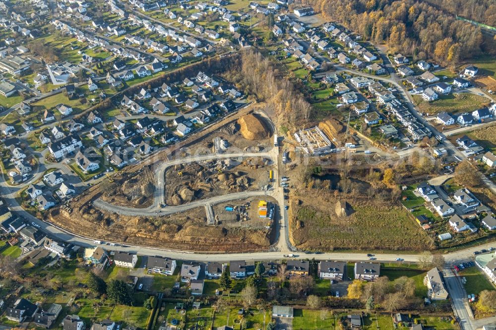 Aerial photograph Meschede - Construction site to build a new multi-family residential complex on Waldstrasse in Meschede at Sauerland in the state North Rhine-Westphalia, Germany