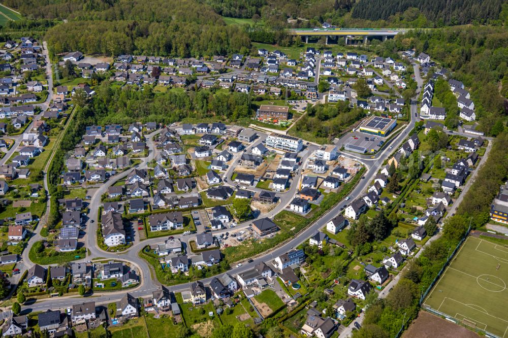 Aerial photograph Meschede - Construction site to build a new multi-family residential complex on Waldstrasse in Meschede at Sauerland in the state North Rhine-Westphalia, Germany