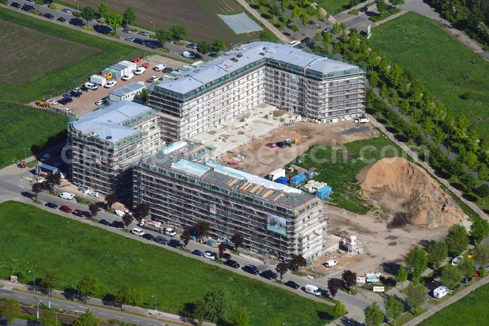 Aerial image Dresden - Construction site to build a new multi-family residential complex MiKa Dresden An of Elbaue - Floesserstrasse - Brockwitzer Strasse in Dresden in the state Saxony, Germany