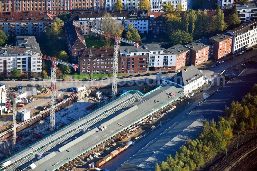 Aerial photograph Hamburg - Construction site to build a new multi-family residential complex Mitte Altona between Felicitas-Kukuck-Strasse and Harkortstrasse in the district Altona in Hamburg, Germany