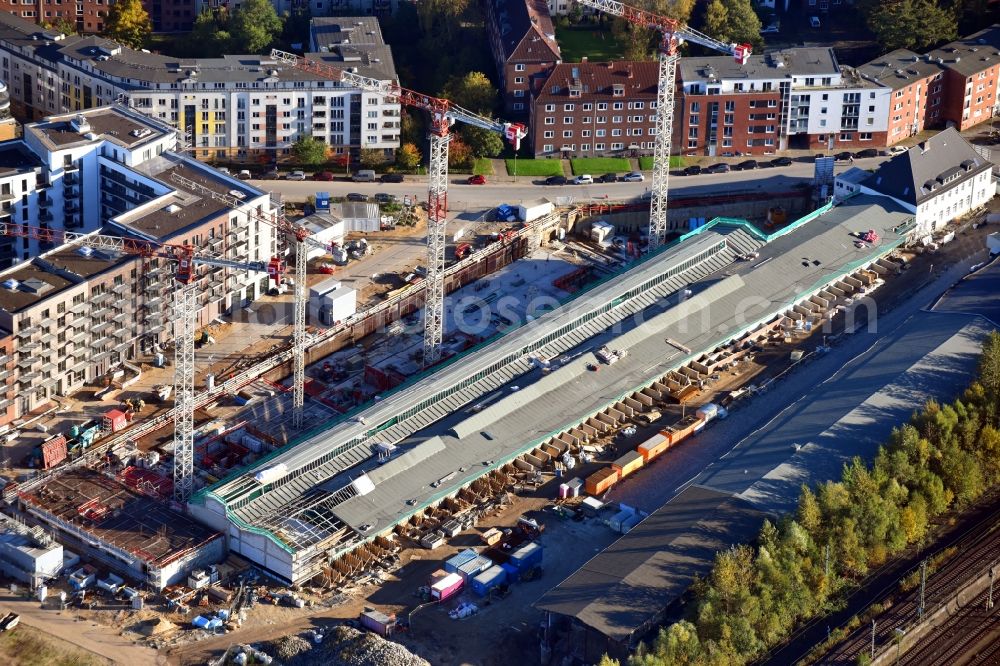 Hamburg from above - Construction site to build a new multi-family residential complex Mitte Altona between Felicitas-Kukuck-Strasse and Harkortstrasse in the district Altona in Hamburg, Germany