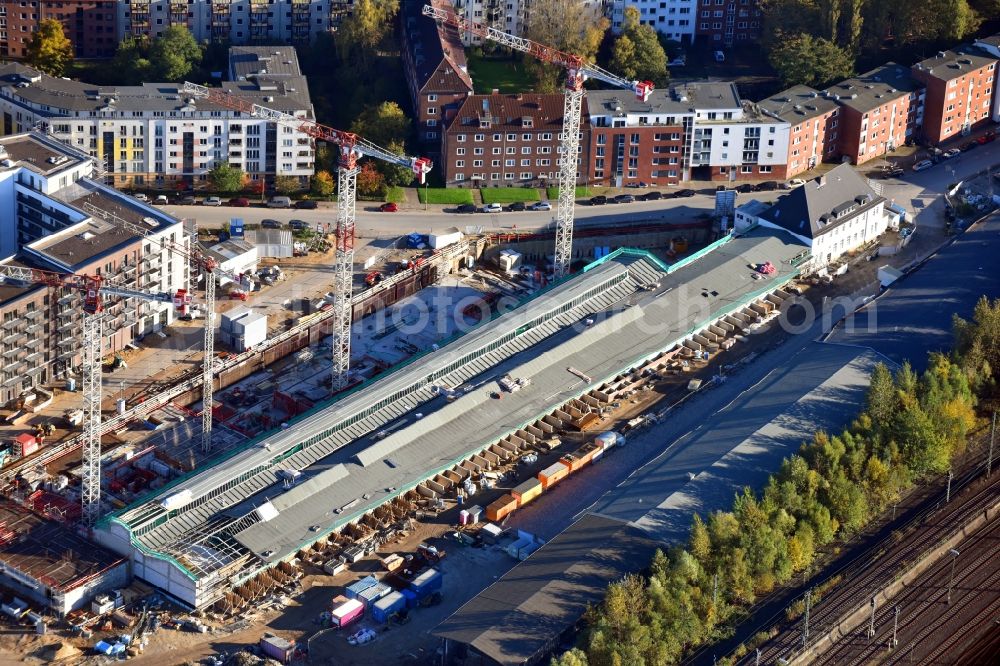 Aerial image Hamburg - Construction site to build a new multi-family residential complex Mitte Altona between Felicitas-Kukuck-Strasse and Harkortstrasse in the district Altona in Hamburg, Germany