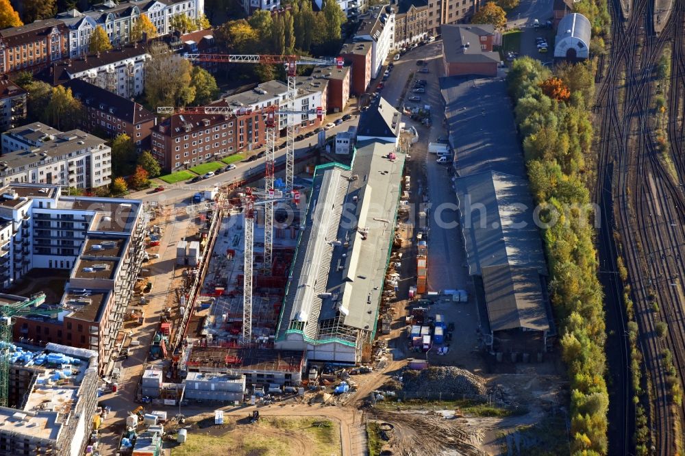 Aerial image Hamburg - Construction site to build a new multi-family residential complex Mitte Altona between Felicitas-Kukuck-Strasse and Harkortstrasse in the district Altona in Hamburg, Germany