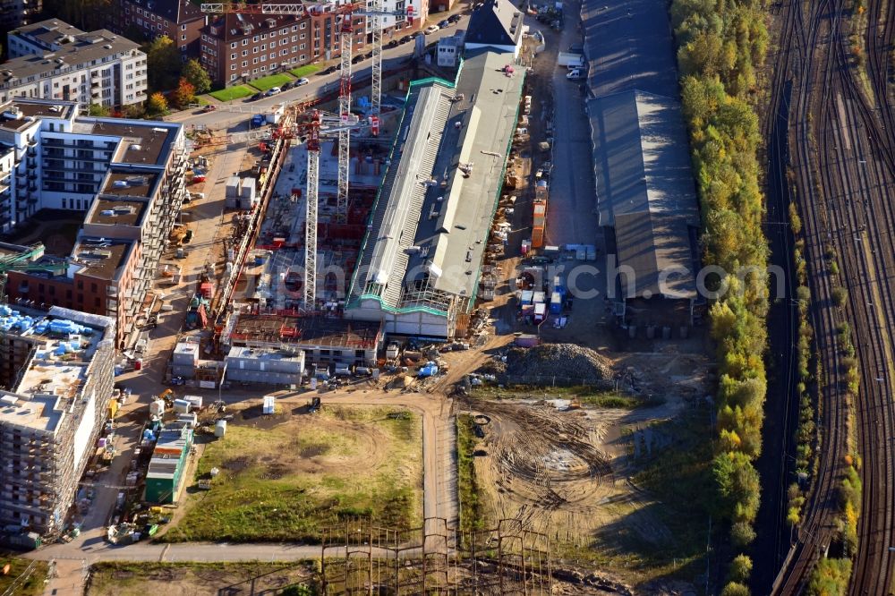 Hamburg from above - Construction site to build a new multi-family residential complex Mitte Altona between Felicitas-Kukuck-Strasse and Harkortstrasse in the district Altona in Hamburg, Germany