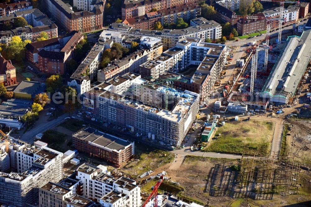 Hamburg from above - Construction site to build a new multi-family residential complex Mitte Altona between Felicitas-Kukuck-Strasse and Harkortstrasse in the district Altona in Hamburg, Germany