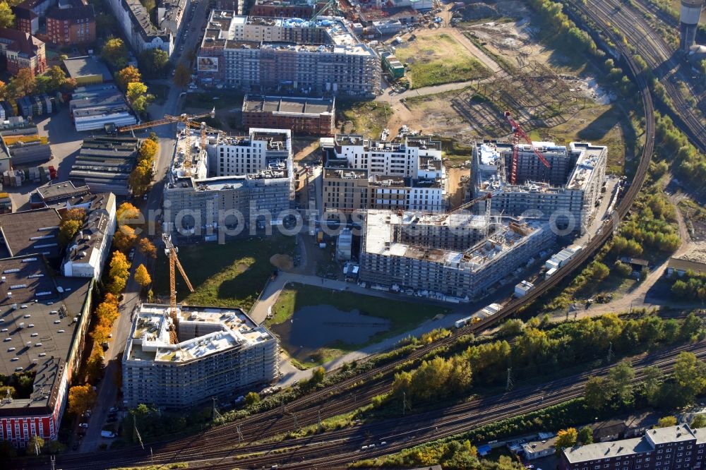 Hamburg from above - Construction site to build a new multi-family residential complex Mitte Altona between Felicitas-Kukuck-Strasse and Harkortstrasse in the district Altona in Hamburg, Germany