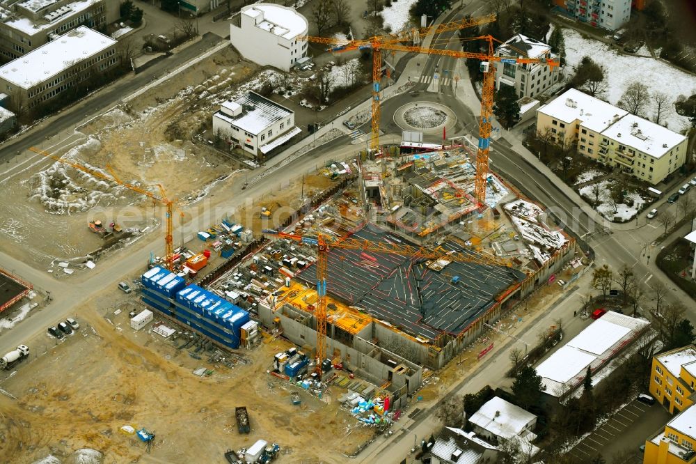 Aerial photograph München - Construction site to build a new multi-family residential complex of MuenchenBau GmbH on Berduxstrasse in the district Pasing-Obermenzing in Munich in the state Bavaria, Germany