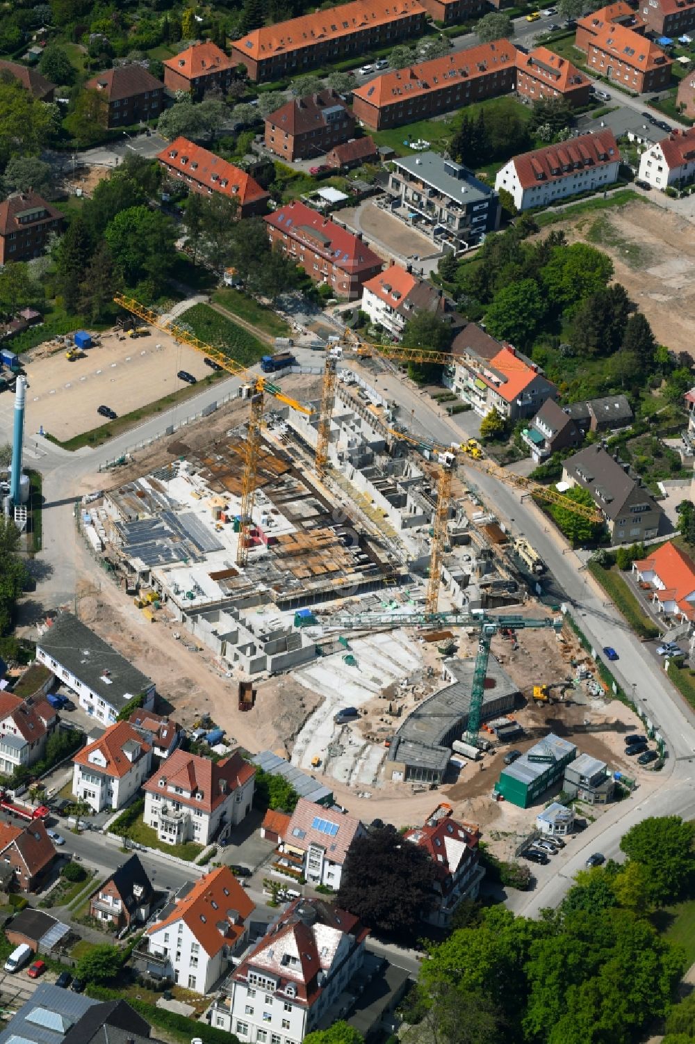 Travemünde from the bird's eye view: Construction site to build a new multi-family residential complex MOMENTS & Godewind in Travemuende in the state Schleswig-Holstein, Germany