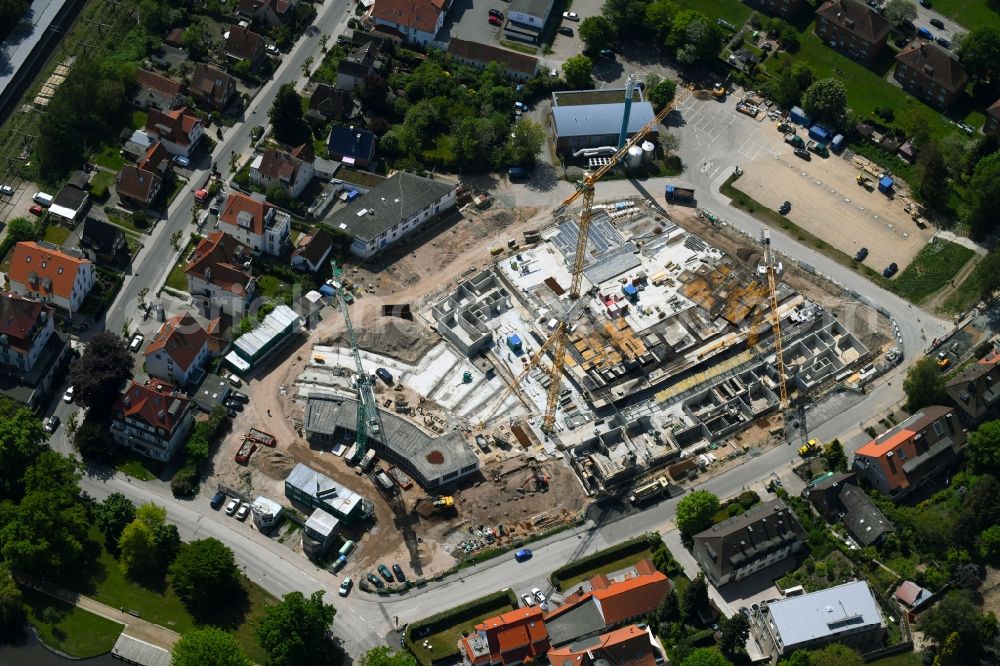 Aerial photograph Travemünde - Construction site to build a new multi-family residential complex MOMENTS & Godewind in Travemuende in the state Schleswig-Holstein, Germany