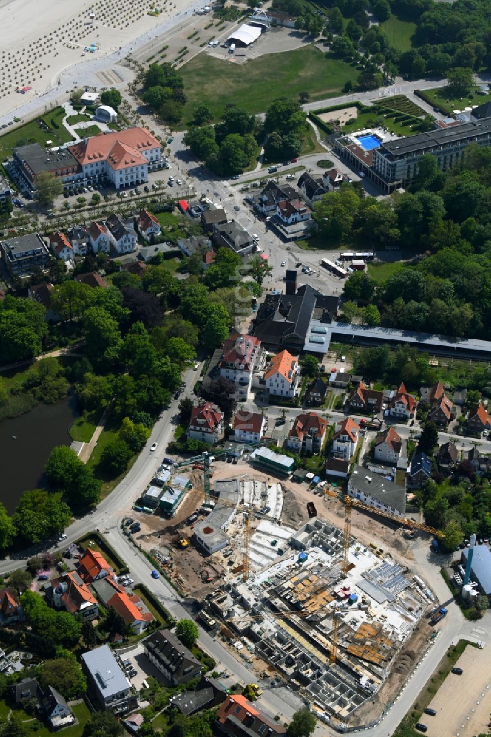 Aerial image Travemünde - Construction site to build a new multi-family residential complex MOMENTS & Godewind in Travemuende in the state Schleswig-Holstein, Germany