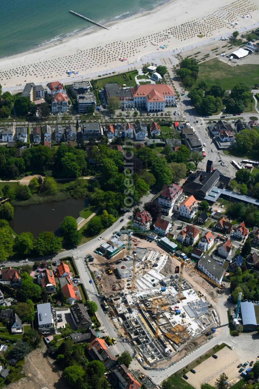 Aerial photograph Travemünde - Construction site to build a new multi-family residential complex MOMENTS & Godewind in Travemuende in the state Schleswig-Holstein, Germany