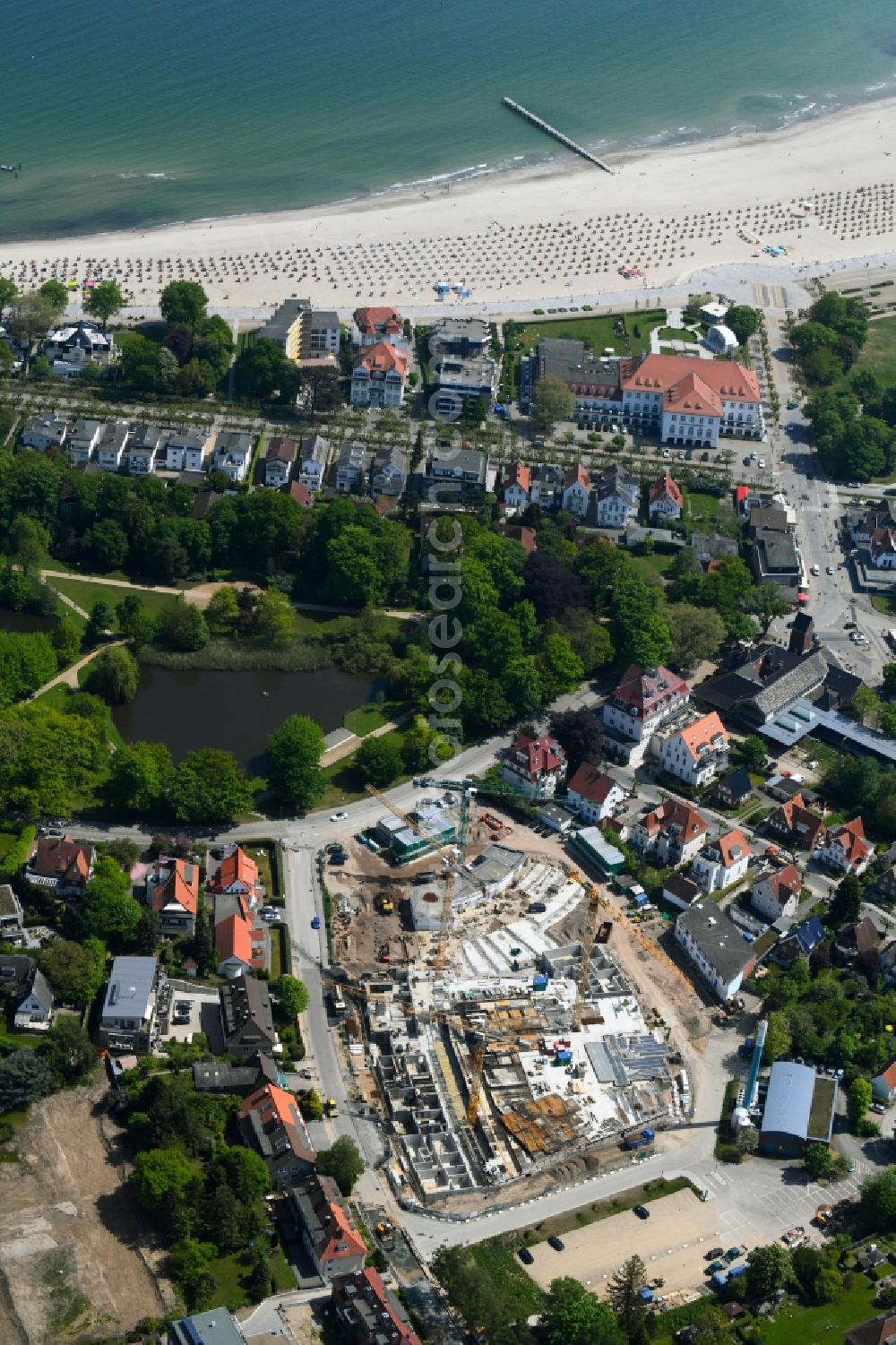 Travemünde from above - Construction site to build a new multi-family residential complex MOMENTS & Godewind in Travemuende in the state Schleswig-Holstein, Germany