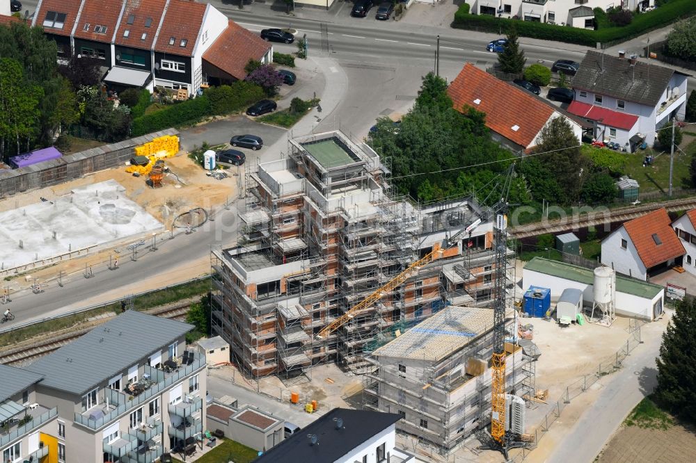 Aerial image Markt Indersdorf - Construction site to build a new multi-family residential complex of the MOOSEDER Wohnbau- and Projektentwicklungs GmbH in Markt Indersdorf in the state Bavaria, Germany