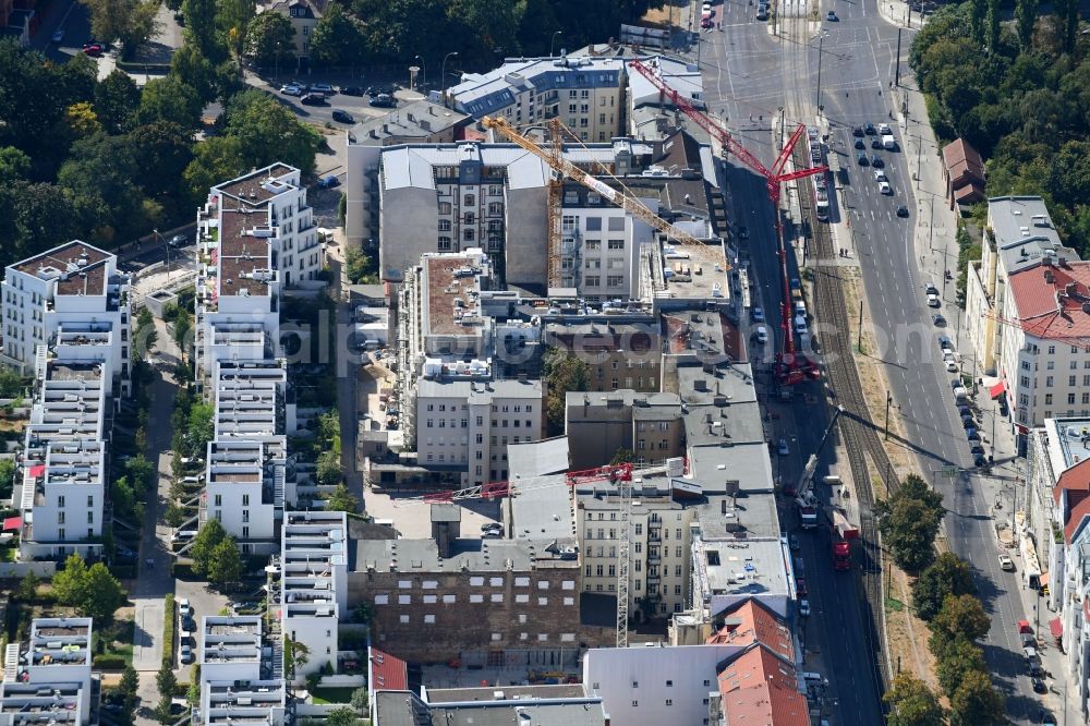 Berlin from above - Construction site to build a new multi-family residential complex Am Maerchenbrunnen between Greifswalder Strasse and Am Maerchenbrunnen in the district Pankow in Berlin, Germany