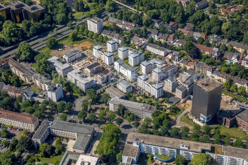 Dortmund from the bird's eye view: Construction site to build a new multi-family residential complex Maerkische Strasse - Benno-Jacob-Strasse - Kronenstrasse in Dortmund in the state North Rhine-Westphalia, Germany