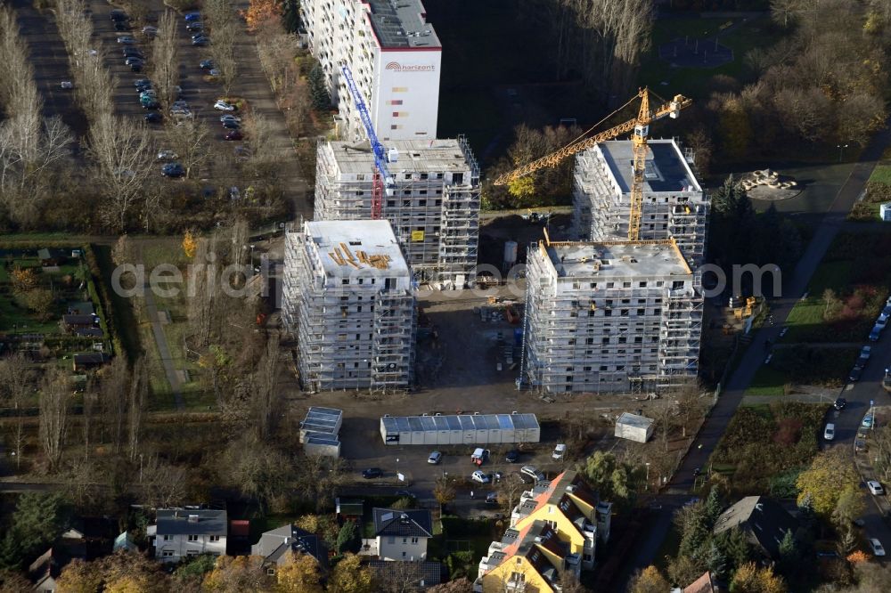 Aerial image Berlin - Construction site to build a new multi-family residential complex Maerkischen Allee corner Trusetaler Strasse in the district Marzahn in Berlin, Germany