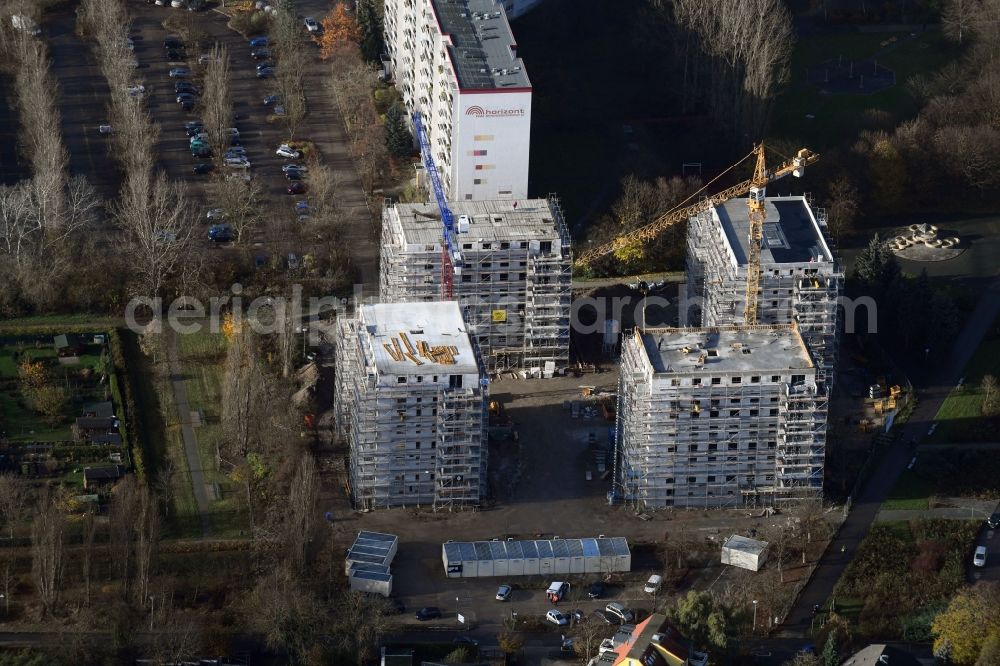 Aerial photograph Berlin - Construction site to build a new multi-family residential complex Maerkischen Allee corner Trusetaler Strasse in the district Marzahn in Berlin, Germany