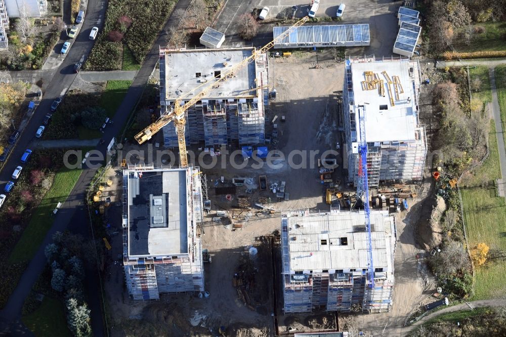 Aerial image Berlin - Construction site to build a new multi-family residential complex Maerkischen Allee corner Trusetaler Strasse in the district Marzahn in Berlin, Germany