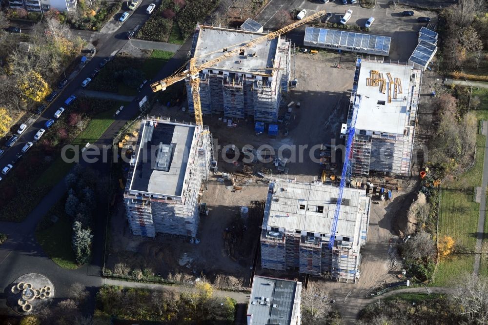 Aerial photograph Berlin - Construction site to build a new multi-family residential complex Maerkischen Allee corner Trusetaler Strasse in the district Marzahn in Berlin, Germany