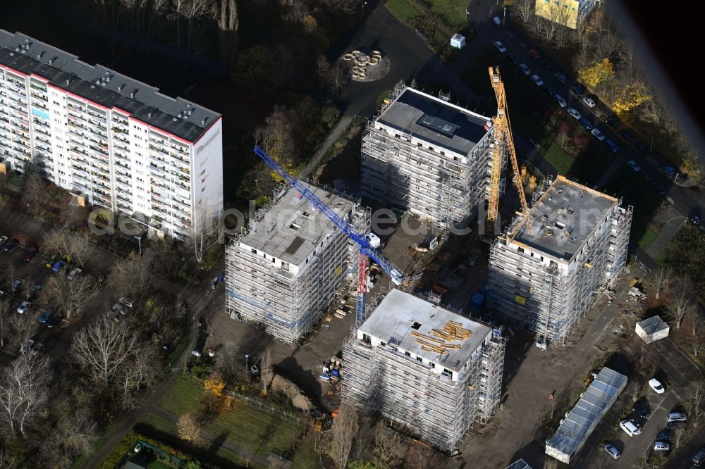 Aerial photograph Berlin - Construction site to build a new multi-family residential complex Maerkischen Allee corner Trusetaler Strasse in the district Marzahn in Berlin, Germany