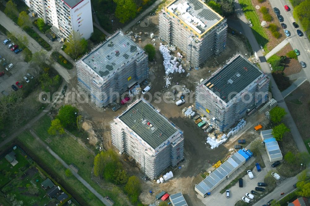 Aerial image Berlin - Construction site to build a new multi-family residential complex Maerkischen Allee corner Trusetaler Strasse in the district Marzahn in Berlin, Germany