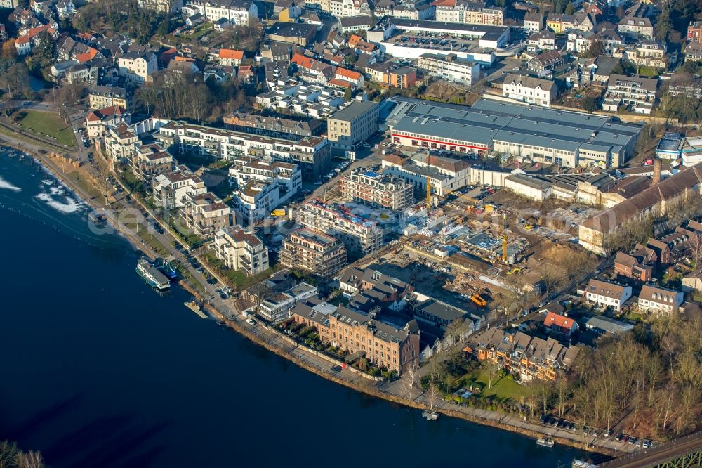 Essen from the bird's eye view: Construction site to build a new multi-family residential complex Am Wollboden - Promenadenweg in the district Stadtbezirke IX in Essen in the state North Rhine-Westphalia