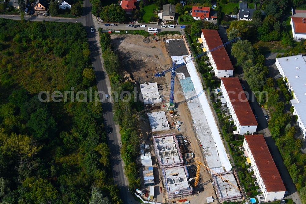 Aerial image Berlin - Construction site to build a new multi-family residential complex Am Niederfeld - Rosenhagener Strasse - Hohenseeweg - Steffenshagener Strasse in the district Kaulsdorf in Berlin, Germany