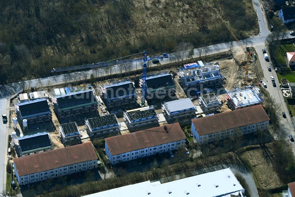 Berlin from above - Construction site to build a new multi-family residential complex Am Niederfeld - Rosenhagener Strasse - Hohenseeweg - Steffenshagener Strasse in the district Kaulsdorf in Berlin, Germany