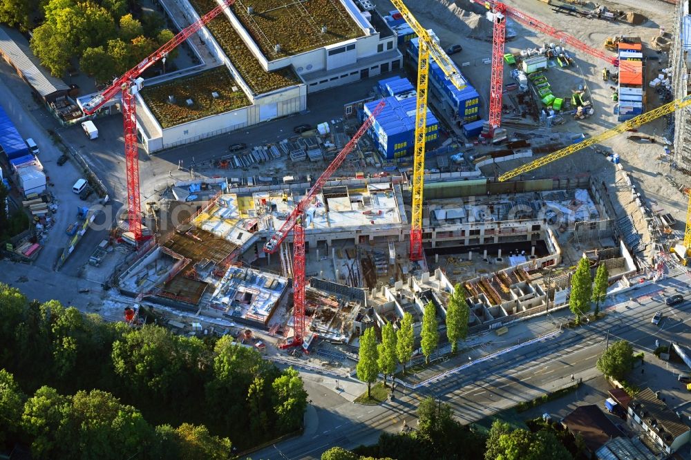 Aerial image München - Construction site to build a new multi-family residential complex Wohnquartier on Nockherberg of Bayerische Hausbau GmbH & Co. KG in Munich in the state Bavaria, Germany